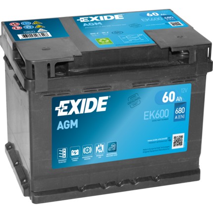 Акумулатор EXIDE AGM EK600 за Smart Fortwo cabrio (451) electric drive  (451.490) - 48 коня | Акумулатор