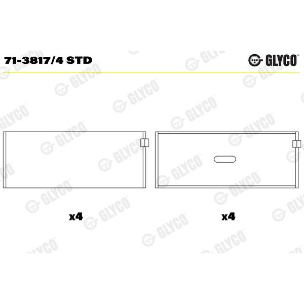 Снимка на Биелен лагер GLYCO 71-3817/4 STD за Mercedes Sprinter 4-t Box (904) 414 (904.062, 904.063, 904.662, 904.663) - 143 коня бензин