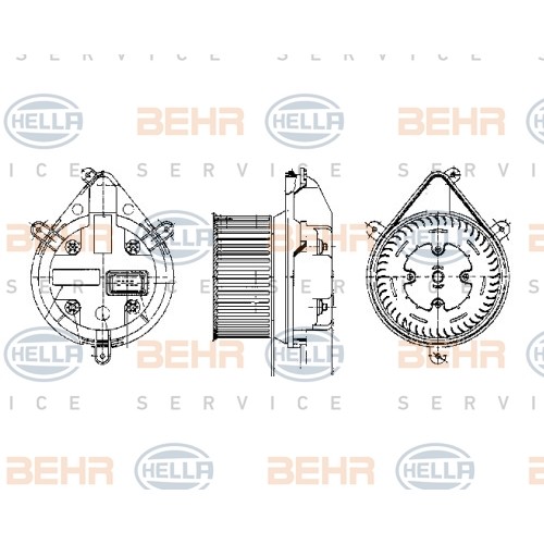 Вентилатор за парно HELLA BEHR SERVICE PREMIUM LINE 8EW 009 159-191 за  Renault Laguna (B56,556) 1.8 (B56Z) - 94 коня | Вентилатор за парно