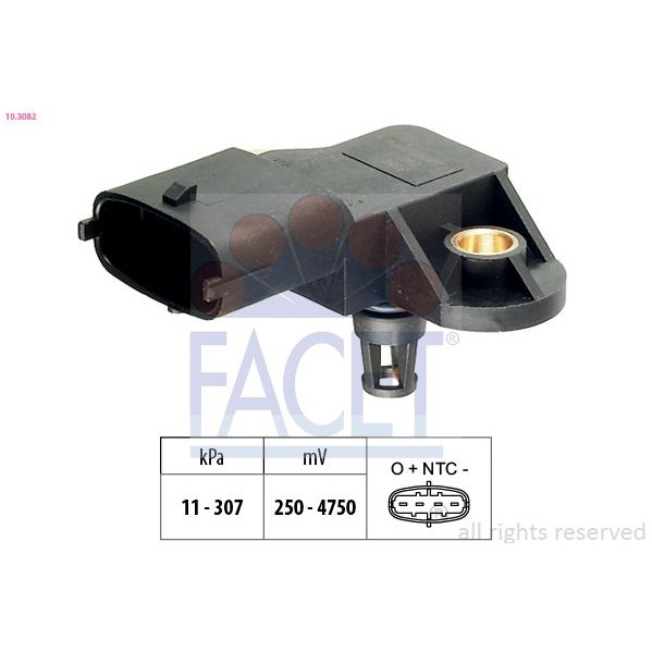 Снимка на Датчик налягане на въздуха FACET Made in Italy - OE Equivalent 10.3082 за Fiat 500X 1.4 (334AXC1B, 334AXC11) - 140 коня бензин