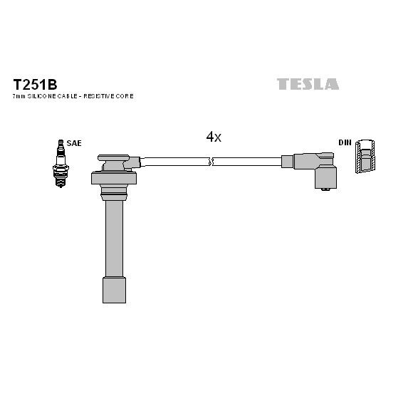 Снимка на Комплект запалителни кабели TESLA T251B