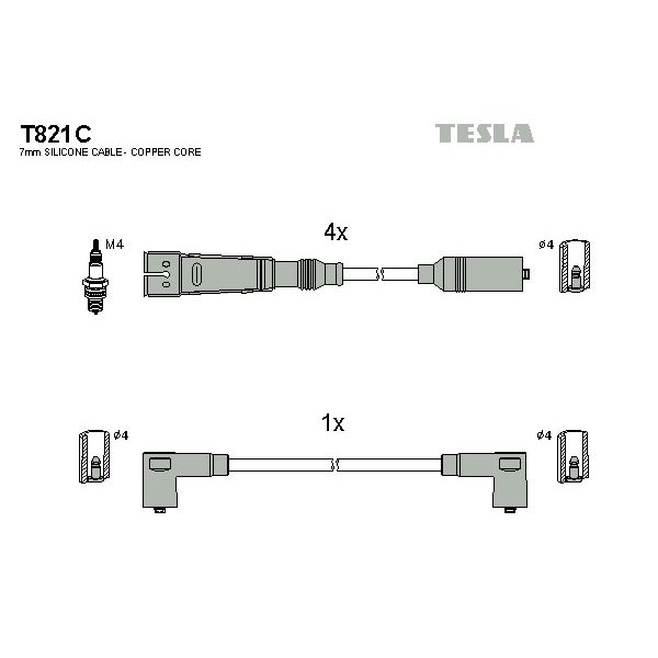 Снимка на Комплект запалителни кабели TESLA T821C