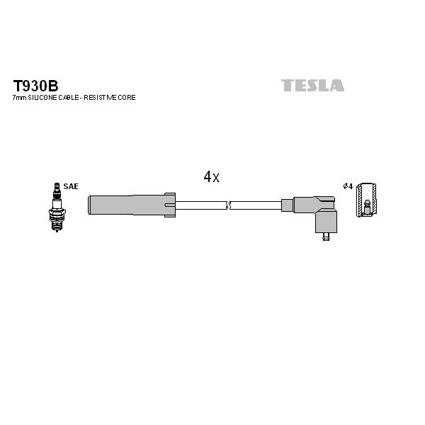 Снимка на Комплект запалителни кабели TESLA T930B