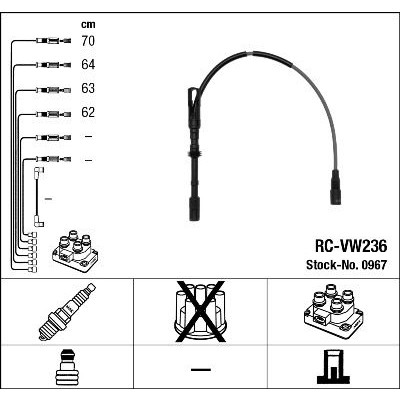 Комплект запалителни кабели NGK черен 0967 за Audi A3 (8L1) 1.8 - 125 коня  | Кабели за свещи