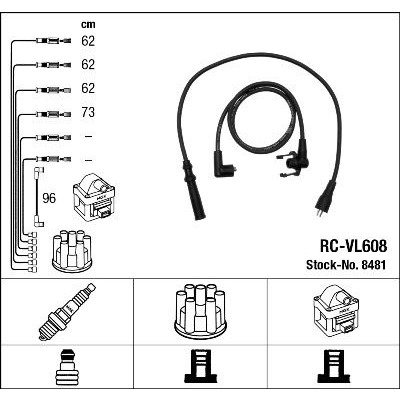 Снимка на Комплект запалителни кабели NGK черен 8481 за Volvo 340-360 Saloon (344) 2.0 - 105 коня бензин