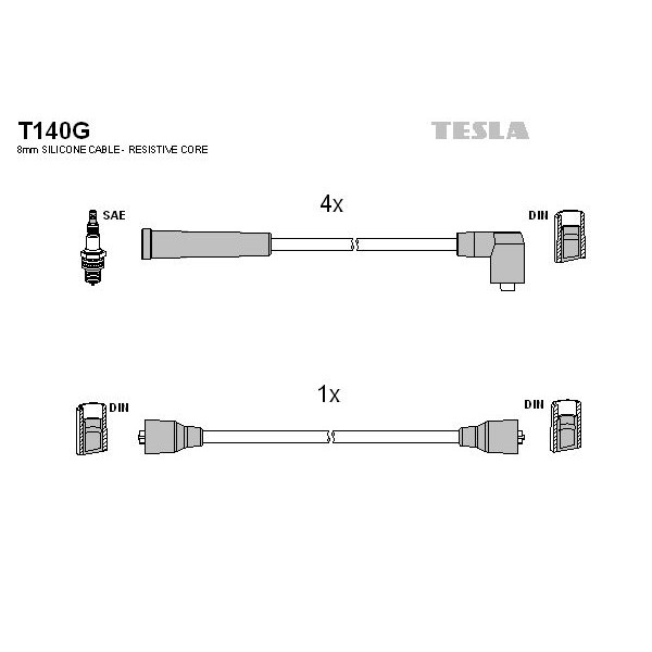 Снимка на Комплект запалителни кабели TESLA T140G за Ford Escort MK 4 Convertible (alf) 1.4 - 75 коня бензин