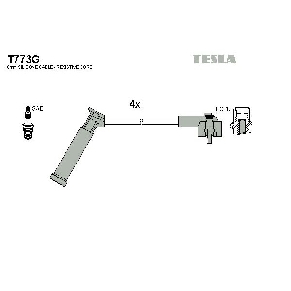 Комплект запалителни кабели TESLA T773G за Ford Puma (EC) 1.4 16V - 90 коня  | Кабели за свещи