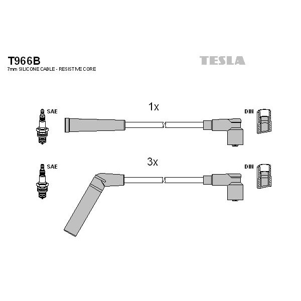Снимка на Комплект запалителни кабели TESLA T966B за Toyota Corolla FX Compact (E8B) 1.3 (EE80_, EE80) - 75 коня бензин
