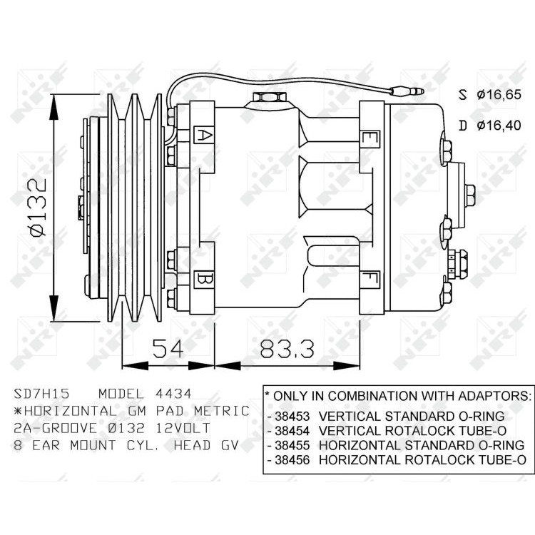 Компресор за климатик NRF 32458 за Mitsubishi Pajero (V60,V70) 3.2 DI-D  (V68W, V78W) - 165 коня | Компресор за климатик