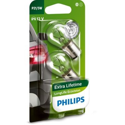 Снимка на Крушка за стоп светлини и габарити PHILIPS LongLife EcoVision P21/5W Сферична лампа 12499LLECOB2 за Alfa Romeo GTV (916C) 3.0 V6 24V (916.C1B__) - 218 коня бензин
