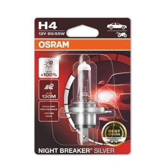 Снимка на Крушка за фарове и халогени OSRAM NIGHT BREAKER® SILVER H4 64193NBS-01B за Audi 200 Sedan (44, 44q) 2.2 Turbo quattro - 200 коня бензин