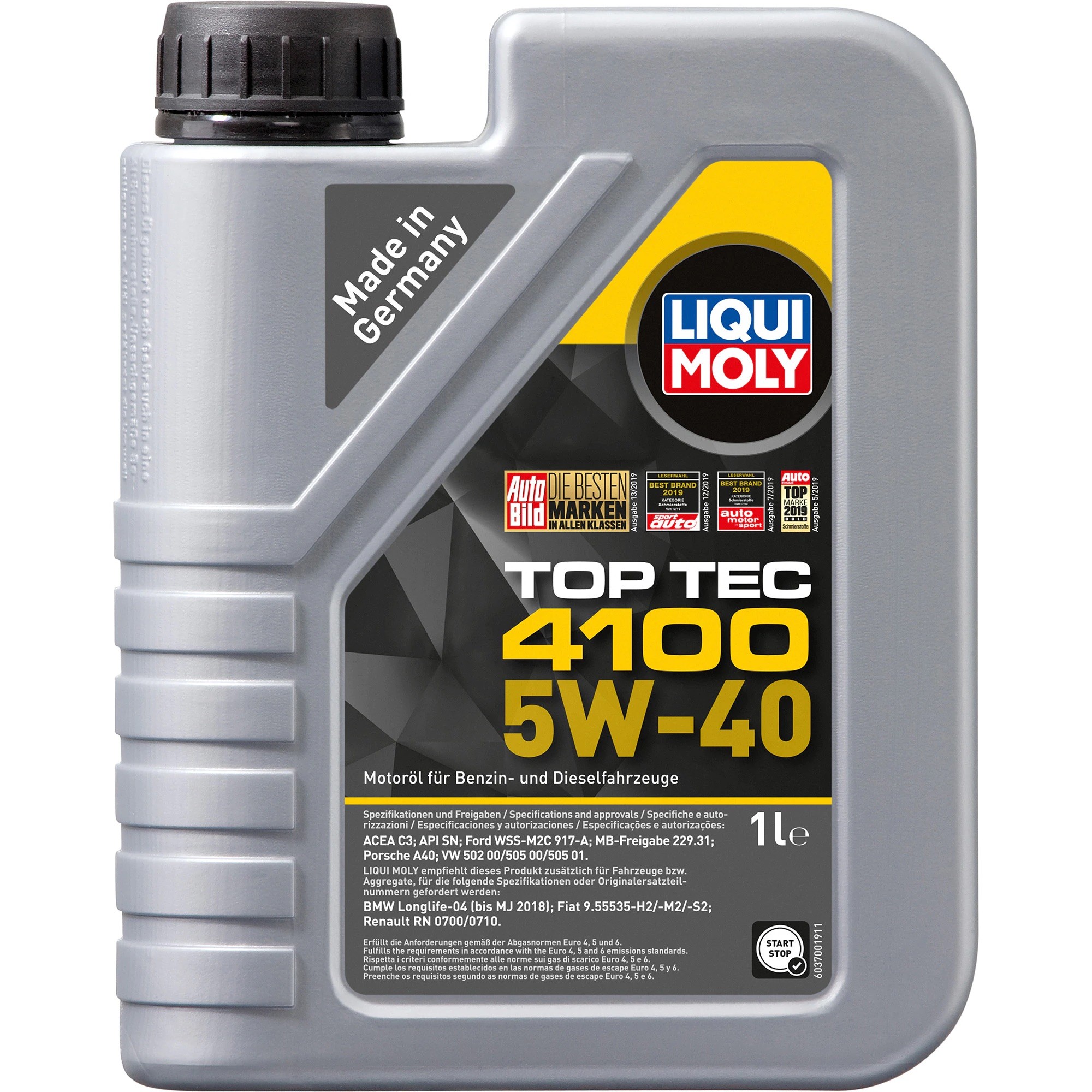 Снимка на Моторно масло LIQUI MOLY Top Tec 4100 5W-40 3700 за VW Golf 1 (17) 1.8 - 90 коня бензин
