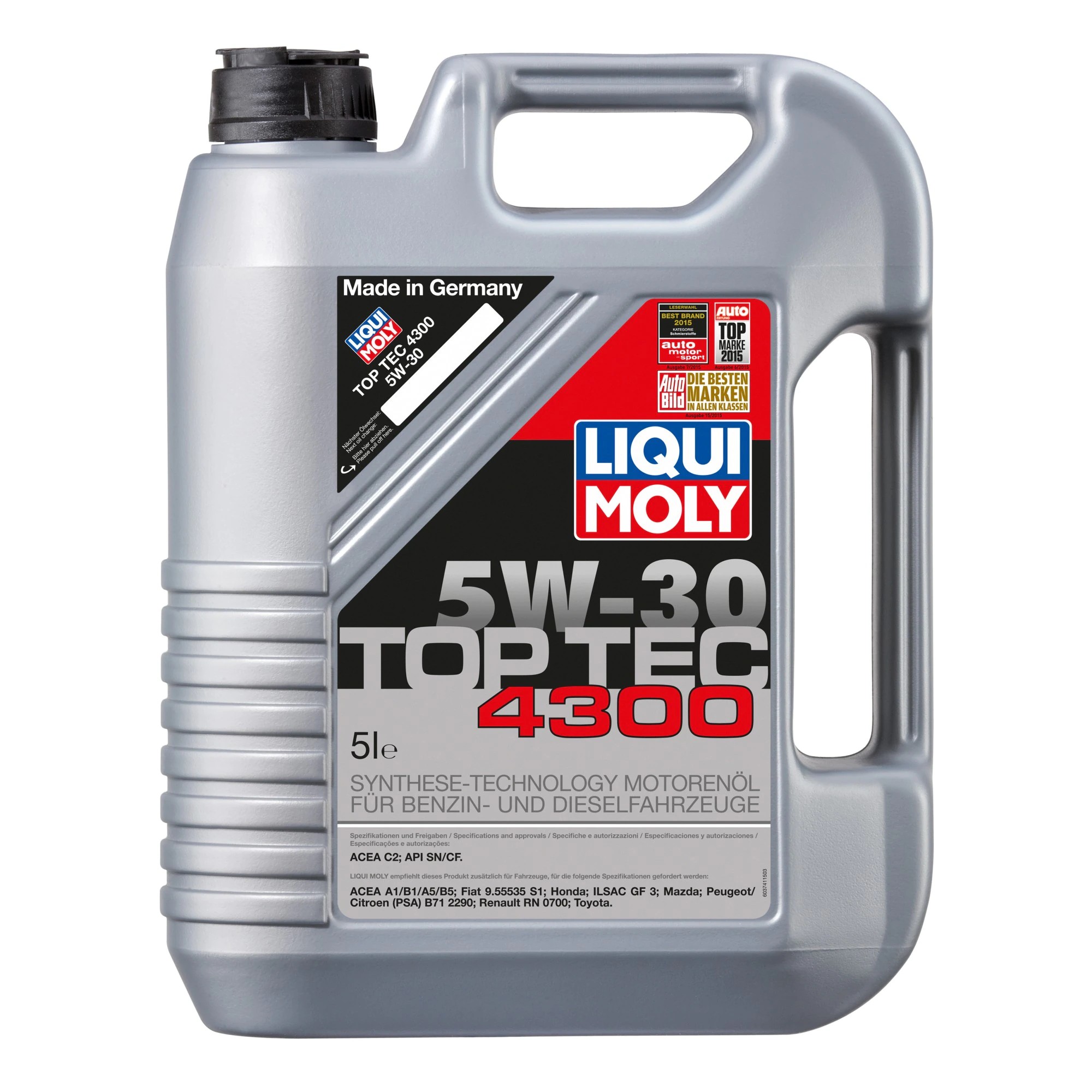 Снимка на Моторно масло LIQUI MOLY Top Tec 4300 5W-30 3741 за камион Mercedes Actros MP2, MP3 2555, L, LL - 165 коня бензин