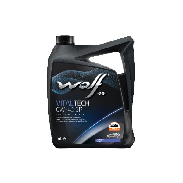 Снимка на Моторно масло WOLF VITALTECH 0W-40 SP 4L 1048898 за Toyota RAV4 3.5 - 273 коня бензин