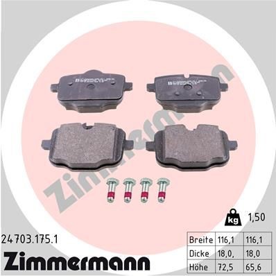 Снимка на Накладки ZIMMERMANN 24703.175.1 за BMW 6 Gran Turismo (G32) 640 i Mild-Hybrid - 333 коня бензин/електро
