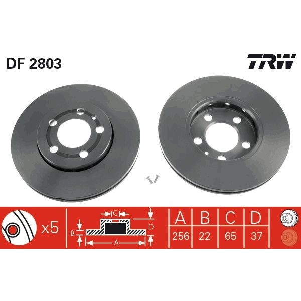 Спирачен диск TRW черен DF2803 - AutoPower.BG