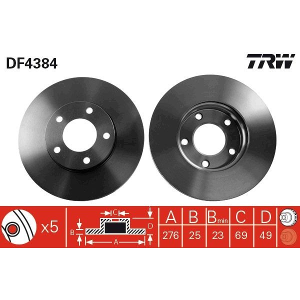 Снимка на Спирачен диск TRW черен DF4384