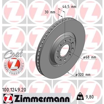 Снимка на Спирачен диск ZIMMERMANN COAT Z 100.1249.20