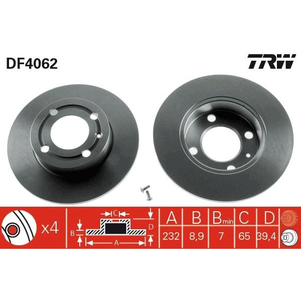 Снимка на Спирачен диск TRW черен DF4062 за Seat Ibiza 2 (6K2) 1.6 i - 75 коня бензин