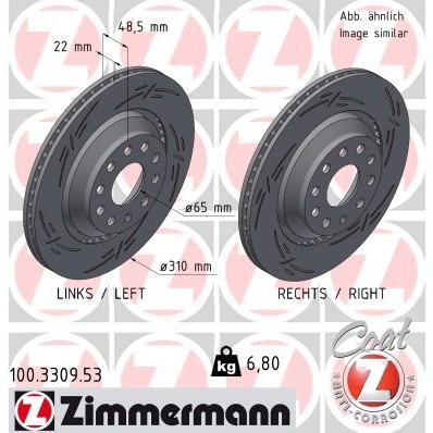Снимка на Спирачен диск ZIMMERMANN BLACK Z 100.3309.53 за Seat Leon (5F1) 1.6 TDI - 110 коня дизел