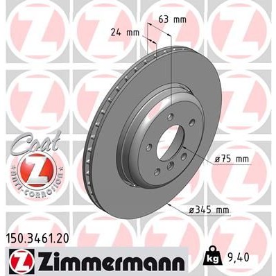 Спирачен диск ZIMMERMANN COAT Z 150.3461.20 за BMW 5 Sedan E60 535 d - 272  коня | Спирачни дискове