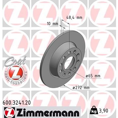 Снимка на Спирачен диск ZIMMERMANN COAT Z 600.3241.20 за VW Beetle Convertible (5C7) 2.0 TDI - 110 коня дизел