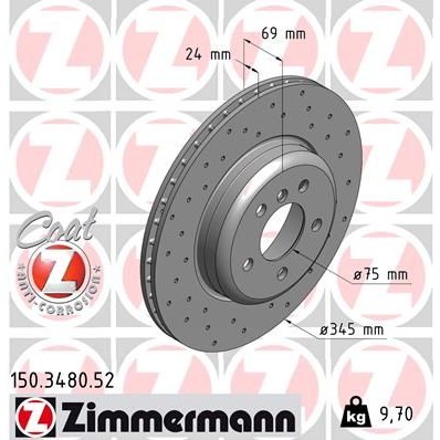 Спирачен диск ZIMMERMANN SPORT COAT Z 150.3480.52 за BMW 5 Touring F11 530  d xDrive - 286 коня | Спирачни дискове