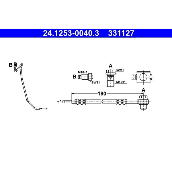 Снимка на Спирачен маркуч ATE 24.1253-0040.3 за Audi A6 Avant (4B, C5) 1.8 T - 180 коня бензин