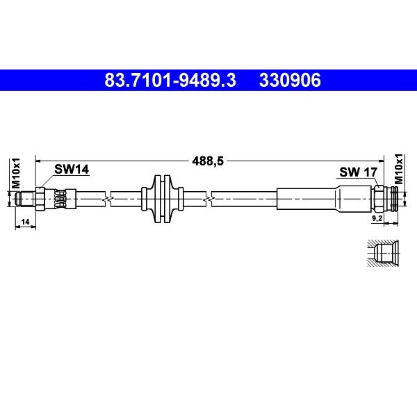 Снимка на Спирачен маркуч ATE 83.7101-9489.3 за Citroen Jumper BOX 2.2 HDi 130 4x4 - 130 коня дизел