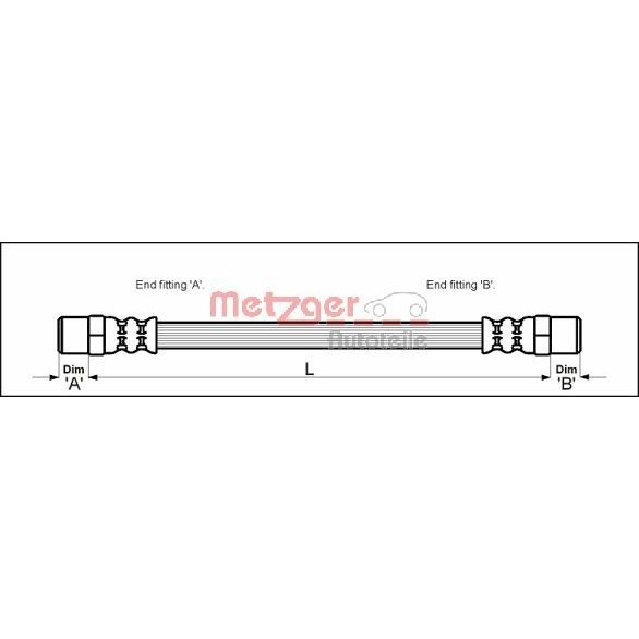 Снимка на Спирачен маркуч METZGER 4114672 за VW Passat B2 (32B) 79-89 1.8 - 112 коня бензин