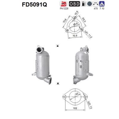 Филтър за сажди/твърди частици, изпускателна система AS FD5091Q за Kia  Sportage (SL) 2.0 CRDi - 136 коня | DPF филтър за твърди частици