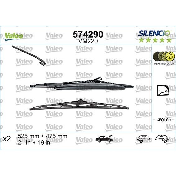 Чистачки VALEO SILENCIO CONVENTIONAL SET 574290 за VW Golf 4 (1J1) 3.2 R32  4motion - 241 коня | Чистачки