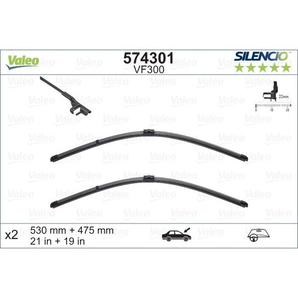 Чистачки VALEO SILENCIO FLAT BLADE SET 574301 за VW Golf 4 (1J1) 1.9 TDI -  110 коня | Чистачки