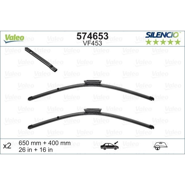 Снимка на Чистачки VALEO SILENCIO FLAT BLADE SET 574653 за Citroen C3 FC Hatchback 1.4 HDi - 70 коня дизел
