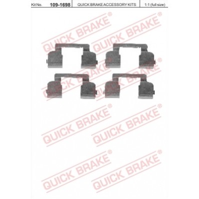 Снимка на комплект принадлежности, дискови накладки QUICK BRAKE QB109-1698 за Renault Twingo Van (S06) 1.2 (S063, S064) - 55 коня бензин