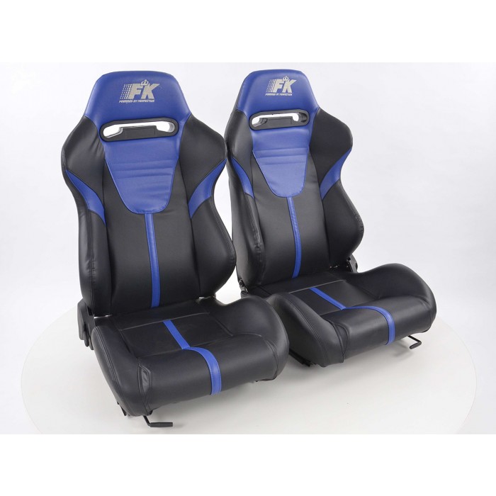 Оценка и мнение за Спортни седалки комплект 2 бр. Atlanta еко кожа черни/сини FK Automotive FKRSE010157