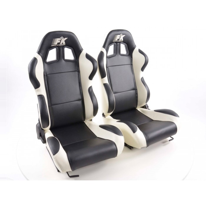 Снимка на Спортни седалки комплект 2 бр. Boston еко кожа черни/бели FK Automotive FKRSE010131 за Citroen Xantia X2 3.0 i 24V - 190 коня бензин