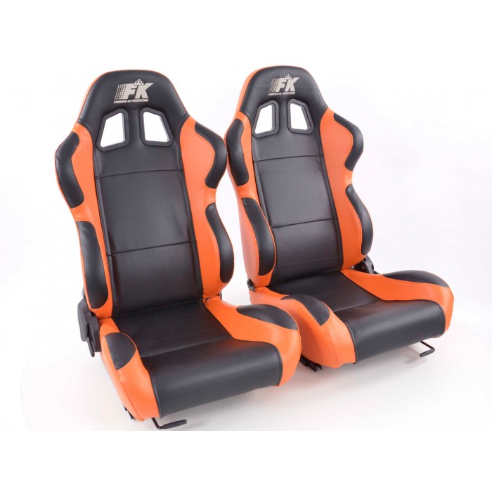 Оценка и мнение за Спортни седалки комплект 2 бр. Boston еко кожа черни/оранжеви FK Automotive FKRSE010137