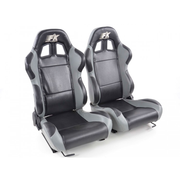 Оценка и мнение за Спортни седалки комплект 2 бр. Boston еко кожа черни/сиви FK Automotive FKRSE010139