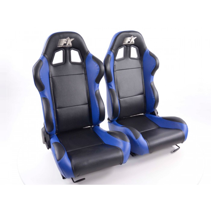 Оценка и мнение за Спортни седалки комплект 2 бр. Boston еко кожа черни/сини FK Automotive FKRSE010135