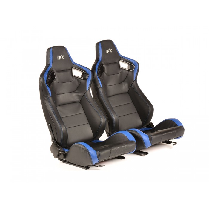 Оценка и мнение за Спортни седалки комплект 2 бр. Bremen еко кожа черни/сини Carbon-Look FK Automotive FKRSE17065