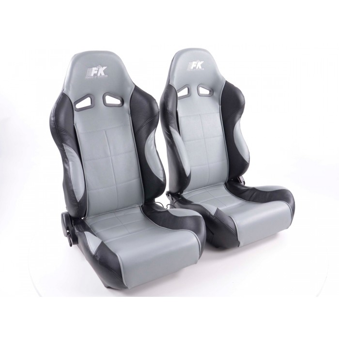 Оценка и мнение за Спортни седалки комплект 2 бр. Comfort еко кожа сиви/черни FK Automotive FKRSE891/892