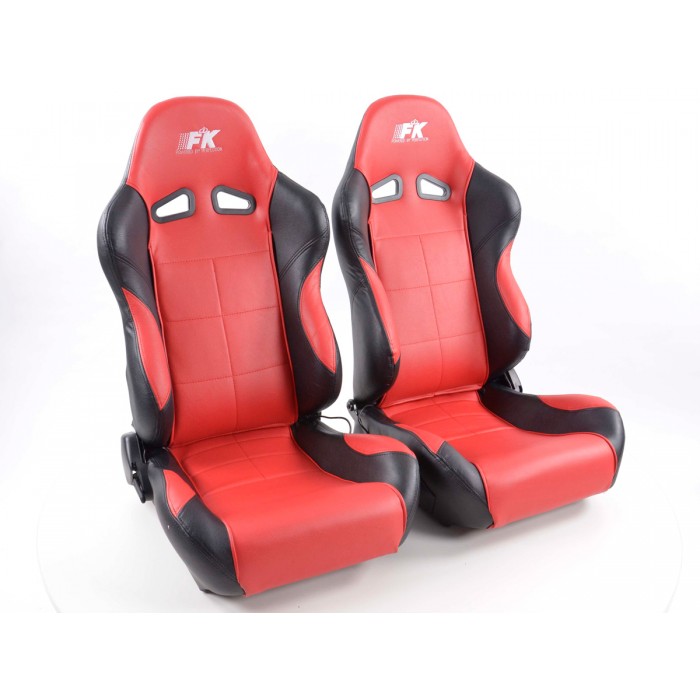Снимка на Спортни седалки комплект 2 бр. Comfort еко кожа червени /черни FK Automotive FKRSE895/896 за Daewoo Prince (j19) 2.0 - 101 коня бензин