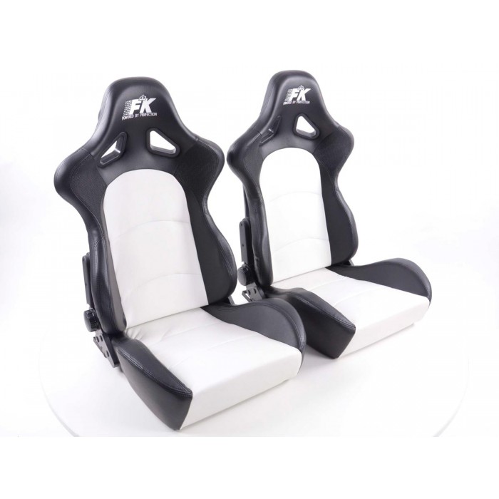 Оценка и мнение за Спортни седалки комплект 2 бр. Control еко кожа бели/черни FK Automotive FKRSE417-1/417-2