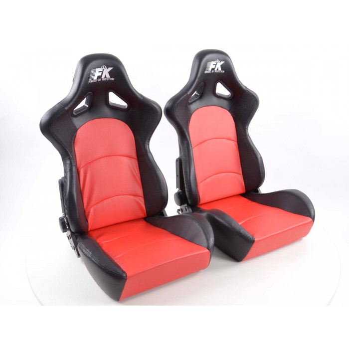Снимка на Спортни седалки комплект 2 бр. Control еко кожа червени /черни FK Automotive FKRSE415-1/415-2 за камион MAN TGX 24.420 - 420 коня дизел