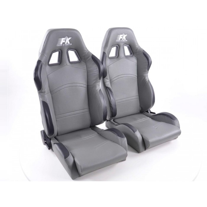 Оценка и мнение за Спортни седалки комплект 2 бр. Cyberstar еко кожа сиви FK Automotive FKRSE645/647
