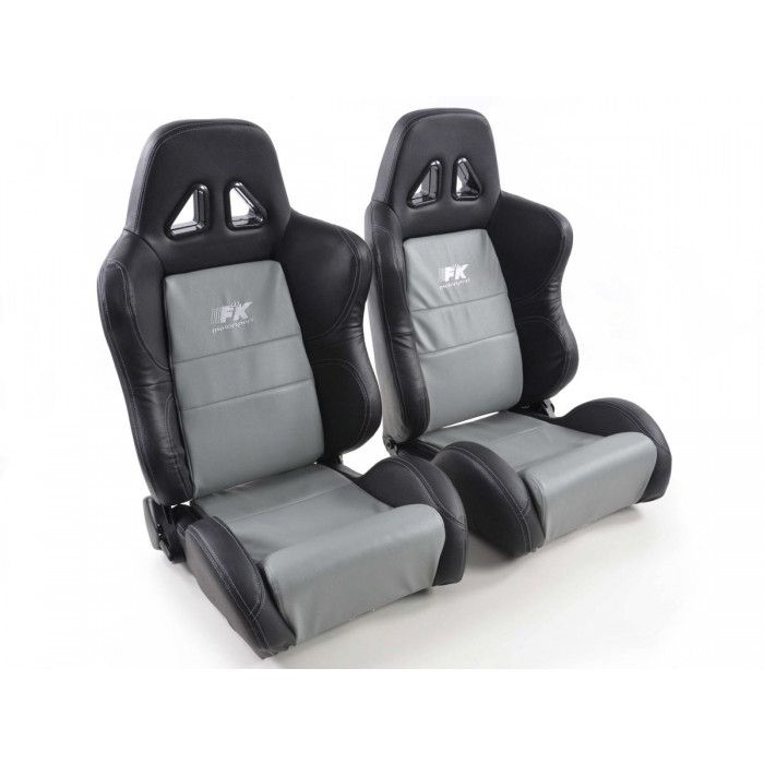 Снимка на Спортни седалки комплект 2 бр. Dallas еко кожа сиви/черни шев сиви FK Automotive FKRSE010101 за BMW 2500-3.3 (E3) 3.0 Si - 194 коня бензин