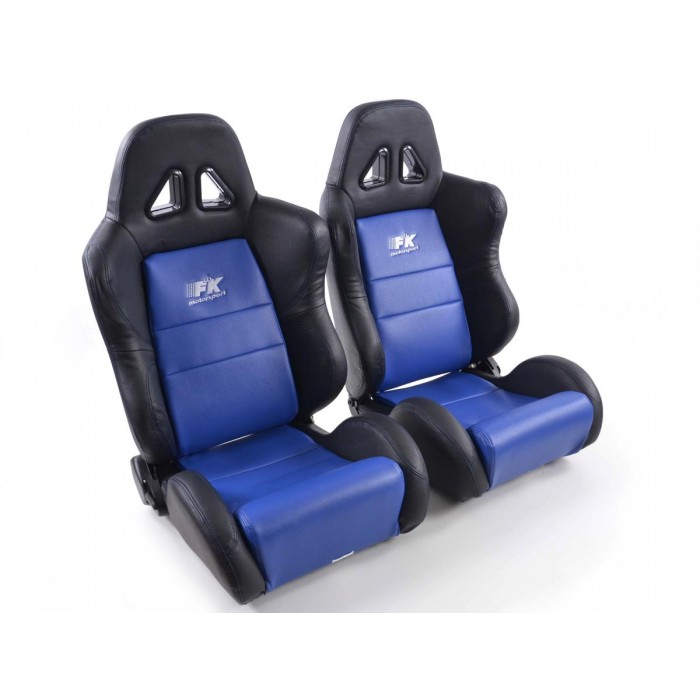Снимка на Спортни седалки комплект 2 бр. Dallas еко кожа сини/черни шев сини FK Automotive FKRSE010103 за Fiat Linea 323 1.6 D Multijet - 105 коня дизел
