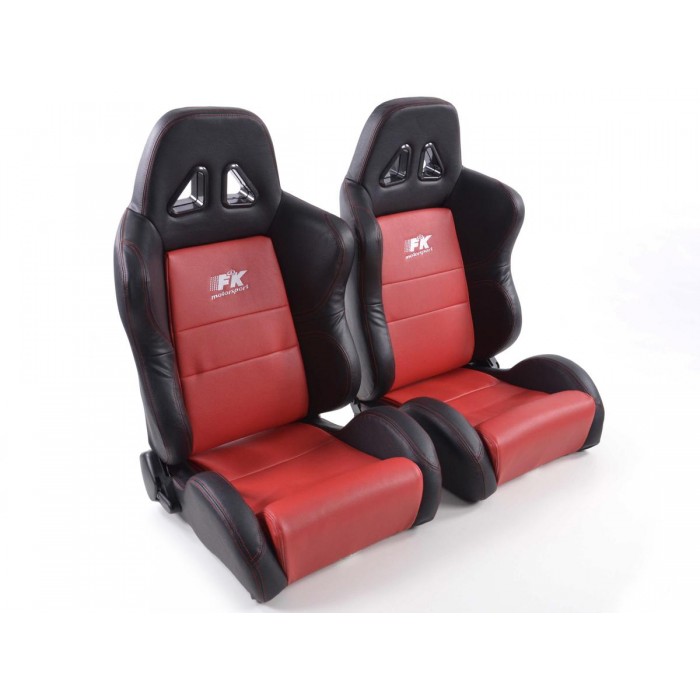 Снимка на Спортни седалки комплект 2 бр. Dallas еко кожа червени /черни шев червени / FK Automotive FKRSE010109 за Fiat Uno (146 A,E) 1.2 - 65 коня бензин