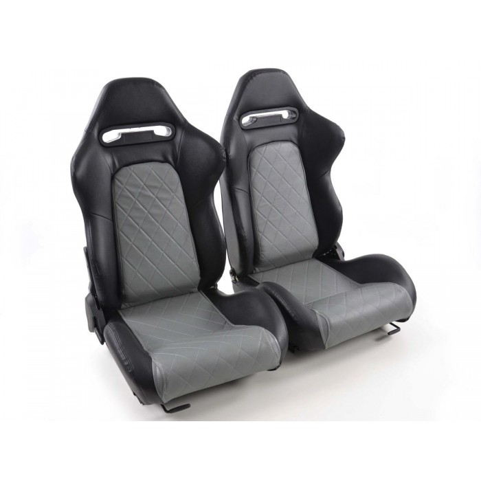 Снимка на Спортни седалки комплект 2 бр. Detroit еко кожа черни/сиви FK Automotive FKRSE011003 за Hyundai Bayon (BC3) 1.2 MPI - 84 коня бензин